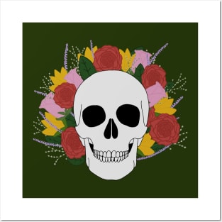 Skull and Flowers Posters and Art